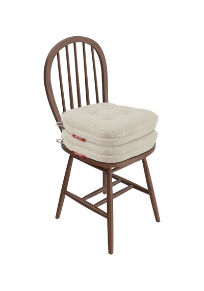 2'li Çift Kat Sandalye Minderi Fermuarlı Yıkanabilir Kılıf Bağcıklı Su Ve Yağ İtici 42x42x8 2, Bej Genel