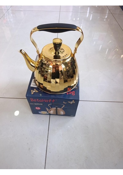 Zekioğlu 3 Litre Altın Gold Paslanmaz Çelik Çaydanlık Aynalı Gövde Ergonomik Sap 5 Katmanlı Kapsül Taban İthal Demlik Sarı