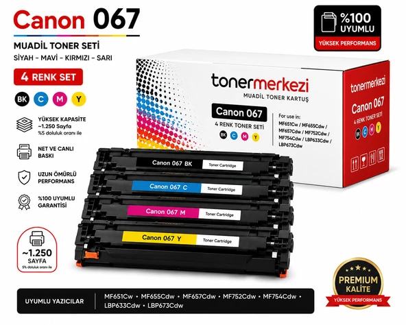 Canon Crg-067 Toner Takım Yüksek Kapasite 3200 Sayfa Uyumlu 4 Renk