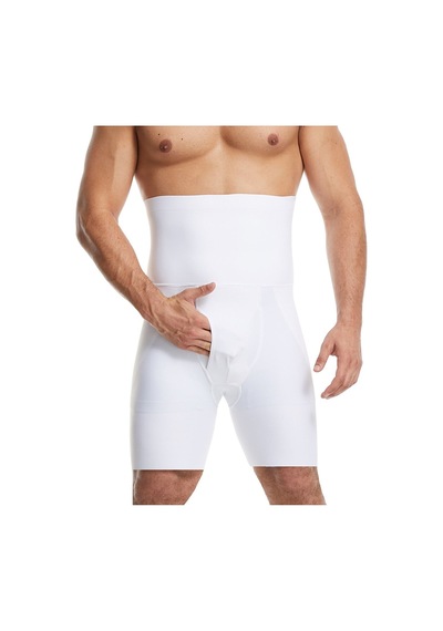 Erkek Bel Göbek Ve Kalça Toparlayıcı Erkek Yüksek Bel Korse Boxer Beyaz
