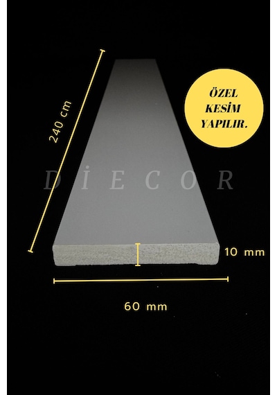 Diecor Dekoratif Boyanabilir 1 Adet 6 Cm Düz Polistren Duvar Çıtası Beyaz 6 Cm Model:xa239