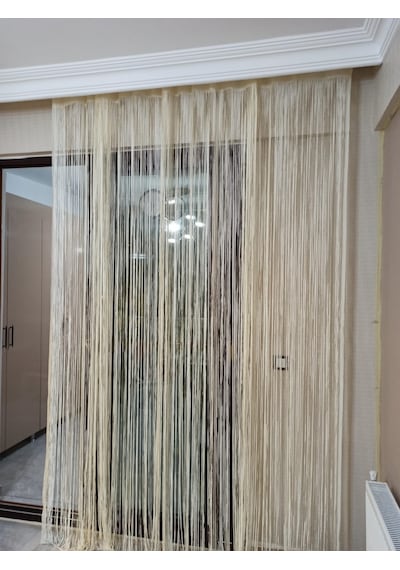 İP MODEL KREM RENK İP PERDE 300*270 cm - 2 mm şerit Krem