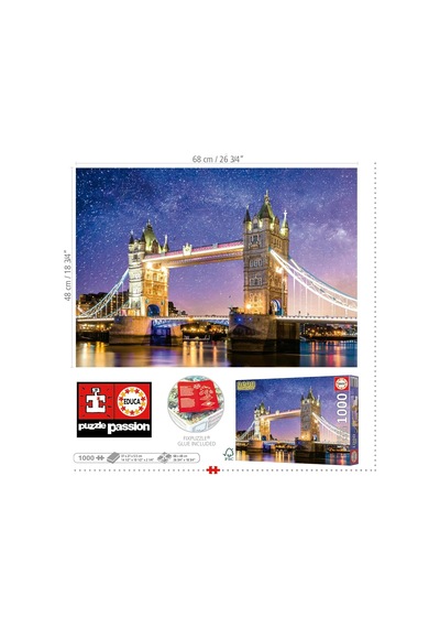 Educa 1000 Parça Londra Kule Köprüsü Karanlıkta Parlayan Puzzle - 19930 - Tower Bridge, London Neon