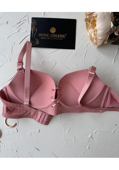 Jennifer Balensiz Push-up Destekli Lazer Kesim Dikişsiz Önden Bağ Gül Kurusu