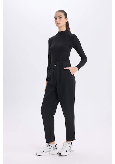 Defacto Paperbag Gabardin Kumaş Pantolon Cepli Standart Paça Gabardin Pantolon S2790az25spbk81 Siyah