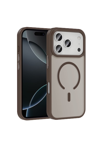 Apple Uyumlu iPhone 17 Pro Kılıf M-safe Şarj Özellikli Mat Arka Yüzey Zore Sio Kapak Kahve