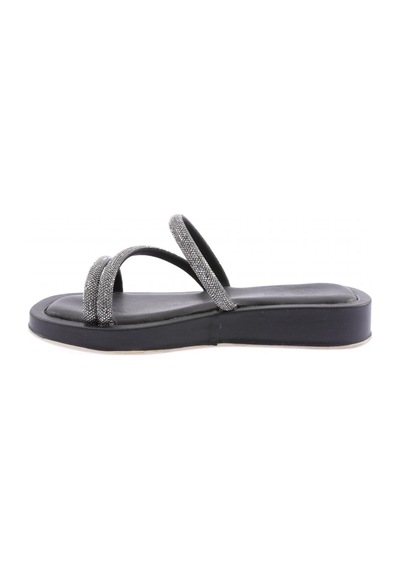 Dgn 008 Kadin Silver Taşli Çapraz Bantli Terlik Siyah