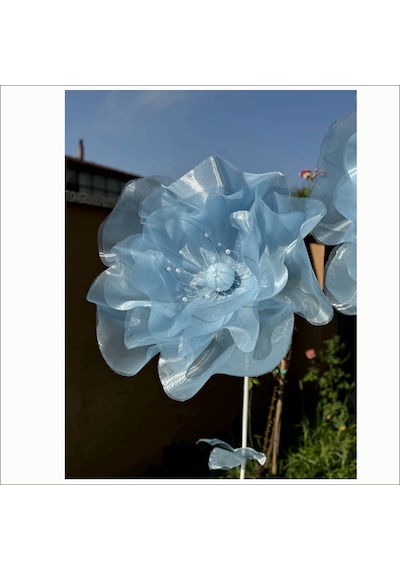 Organze Dev Çiçek Bebek Mavisi 55cm Çap 160cm Boy