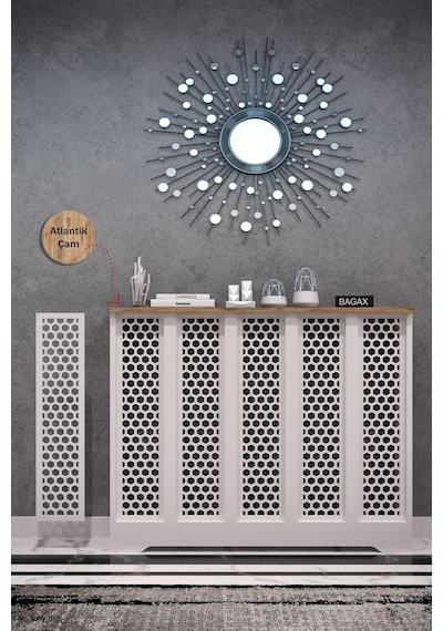 Dekoratif Petek Dolabı Kalorifer Peteği Kapatma Ünitesi Modern Tasarım İç Ölçü 96 Cm Dış Ölçü 100 Cm Petek 96 Beyaz Üstü Çam D6 Dekoratif Petek Dolabı Kalorifer Peteği Kapatma Ünitesi Modern Tasarım İç Ölçü 96 Cm Dış Ölçü 100 Cm Petek 96 Beyaz Üstü Çam D6