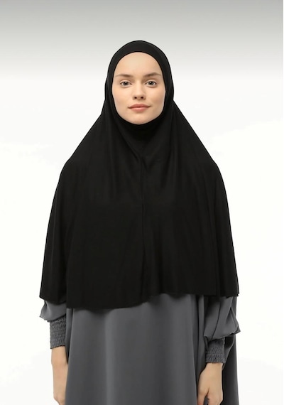 Kadın Siyah Namaz Örtüsü Hazır & Pratik Örtü