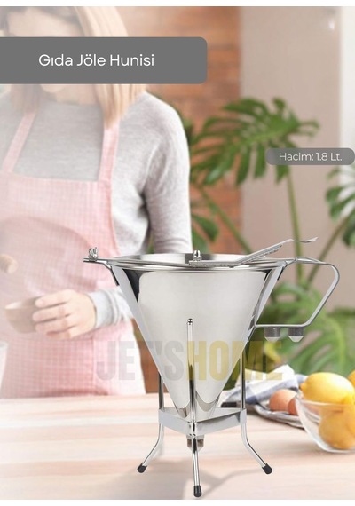 Gıda Jöle Hunisi Paslanmaz Hamur Dağıtıcı Büyük Boy Standlı Krep Ve Tatlı Porsiyonlayıcı Çelik 1.8 Lt.