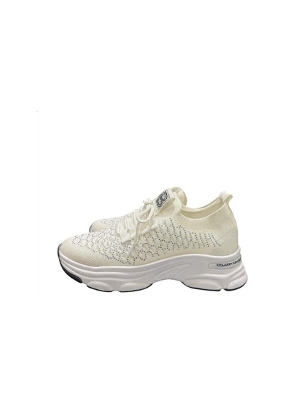 Aybaak 5008 Taşlı Dolgu Topuk Kadın Ayakkabı Sneaker Beyaz