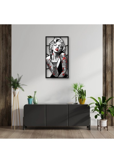 Dövmeli Sarışın Pop İkon - Metal Tablo - Dec0321 36 X 65 Cm Çok Renkli