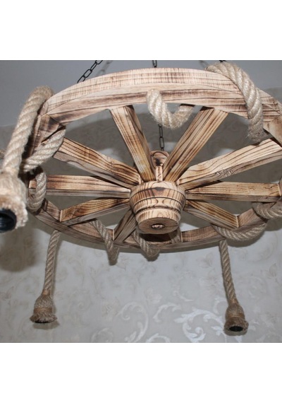 Otantik Çarşı Ahşap Halatlı Teker Avize 70 Cm. 4'Lü  K05