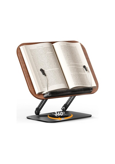 Kitap Standı Okuma Için, 360 Dönebilir, Katlanabilir Ahşap Kitap Tutucu Kahverengi