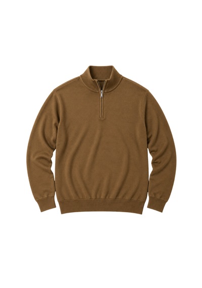 Battalmoda Erkek Büyük Beden Kivi Kahvesi Fermuarlı Dik Yaka Pamuklu Kazak 3xl-4xl-5xl-6xl