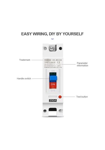 Tomzn 1p Dc 250v Dc Güneşli Panelleri Oluklu Devre Kesici Mccb Aşırı Yük Koruma Anahtarı Koruyucu Güneş Fotovoltaik Pv İçin