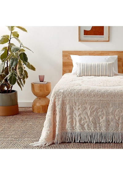 Lexroo Madalyon Şönil Yatak Örtüsü, Queen Size, Blush Çok Renkli