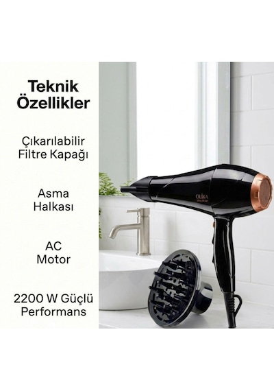 Olika Mira MR-007 2200 W Ac Motor Saç Kurutma Makinesi