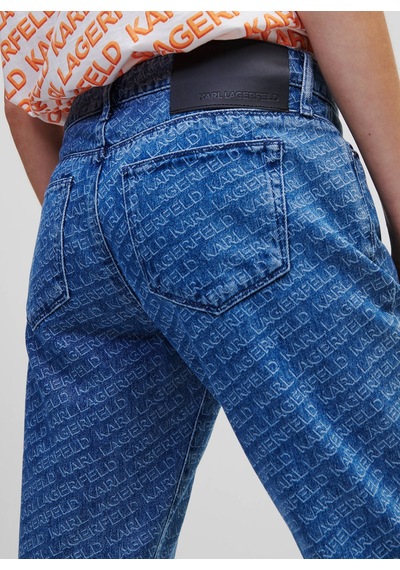 Karl Lagerfeld Yüksek Bel Düz Paça Kadın Denim Pantolon 231w1180 Mavi