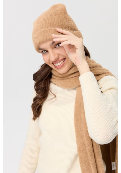 Desen Triko Kadın Triko Afrodit Bere Camel Camel