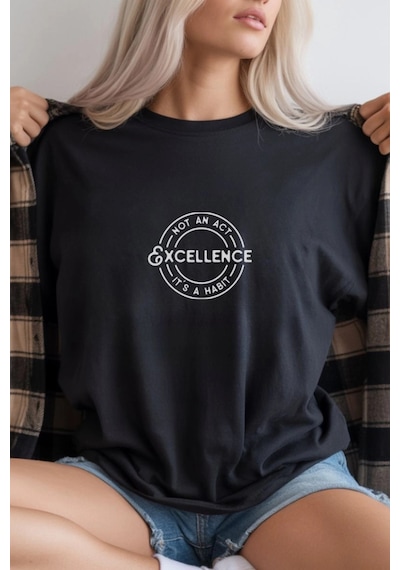 Freedom Store Unisex Oversize 24/1 Penye Dtf Baskılı Tişört - Dtf299 Siyah