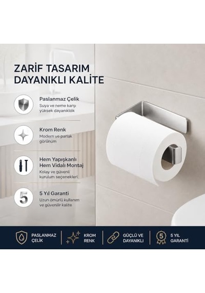 Kağıdı Tutucu Premium Paslanmaz Çelik Yapı Kolay Monte Edilebilir Duvar Askısı Banyo Ve Mutfaklar Için Şık Ve Çok Renkli