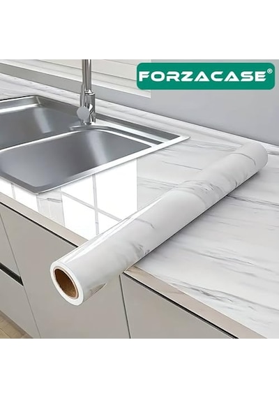Mermer Desenli Beyaz Folyo Kaplama 5 Metre Tezgah Dolap Mutfak Kağıdı Yapışkanlı - Fc736 Çok Renkli