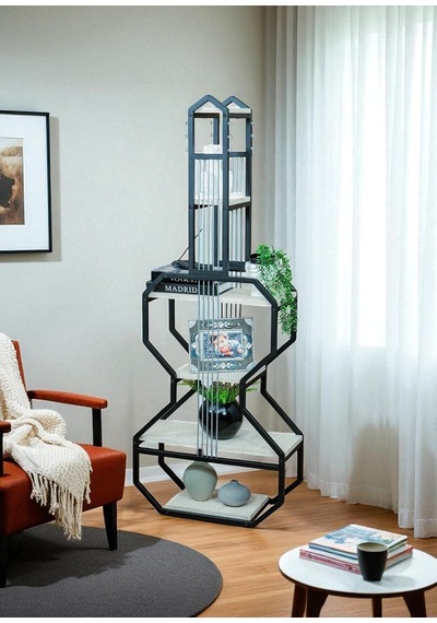 Dekoratif Siyah Metal Kitaplık Beyaz Ahşap Raflı Gitar Ünite Çok Amaçlı Salon Ofis Düzenleyici Çok Renkli Dekoratif Siyah Metal Kitaplık Beyaz Ahşap Raflı Gitar Ünite Çok Amaçlı Salon Ofis Düzenleyici Çok Renkli