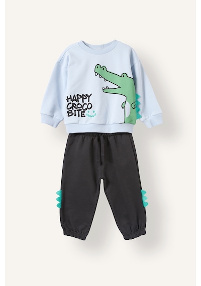 Defacto Hayvan Desenli İnce Sweatshirt Kumaşı 2li Takım Erkek Bebek I3754a526wnbe771 Mavi-be771