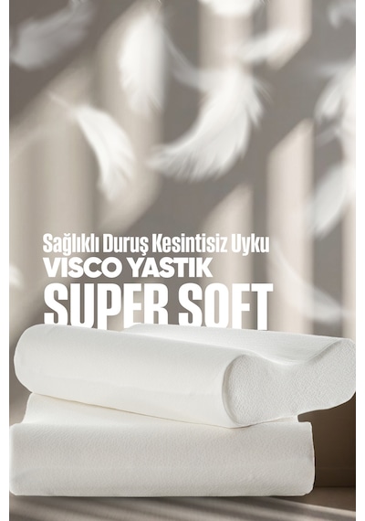 Çift Taraflı Visko Boyun Destek Yastığı - Ortopedik Anti Stres Visco Yastık - Süper Soft Beyaz