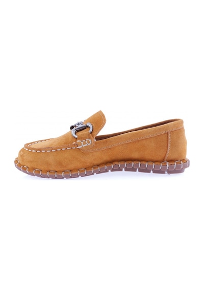 Dgn 600-23y Kadin Dikiş Detayli Metal Tokali Loafer Ayakkabi 600-2109-R6022 Turuncu