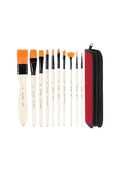 10'Lu Profesyonel Sanat Boya Fırçası Seti Akrilik Sulu Boya İçin