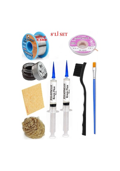 Lehimleme Seti 40 G 0,5 Mm Lehim Teli Cp-2015 Lehim Fitili Flux Lehim Toplama Çift Fırça Seti Tk231