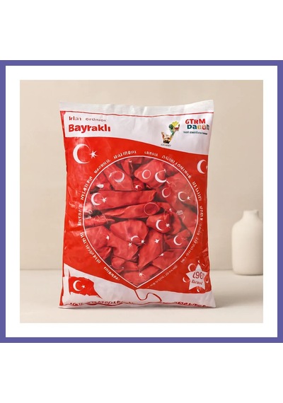 Bezos 12 İnç Bayraklı Lateks Balon - 100'lü Paket Nıda Çok Renkli