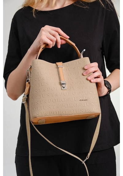 Just Polo Kadın Vizon Taba 3 Gözlü Su Geçirmez Çapraz Ve Omuz Çantası 22 X 20 Cm