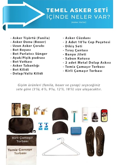 24 Lü Denizci Temel Bedelli Askerlik Seti - Asker Malzemesi Beyaz