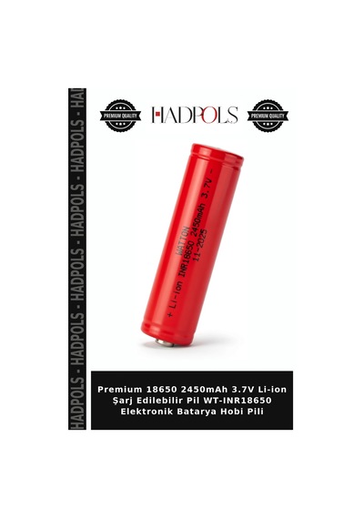 Premium 18650 2450mah 3.7v Li-ion Şarj Edilebilir Pil Wt-ınr18650 Elektronik Batarya Hobi Pili
