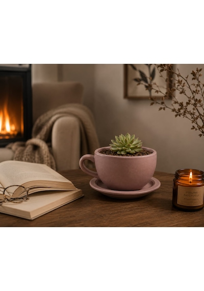 Momiko Beton Fincan Saksı - Yeni Mocca, El Yapımı Sukulent Saksısı Yeni Mocha