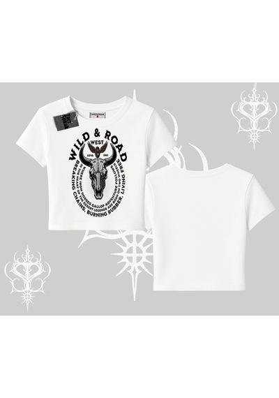 Startmore Startmore Babby Tee Tshirt Wild & Road Western Skull Biker Street Culture Beyaz