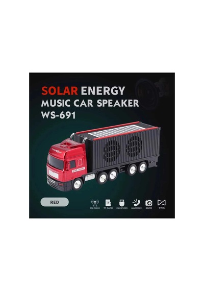 Bluetooth Hoparlör Kırmızı Renk Güneş Enerjili Kamyon Tır Araba Tasarım 10 Watt Tws Fm Radyo