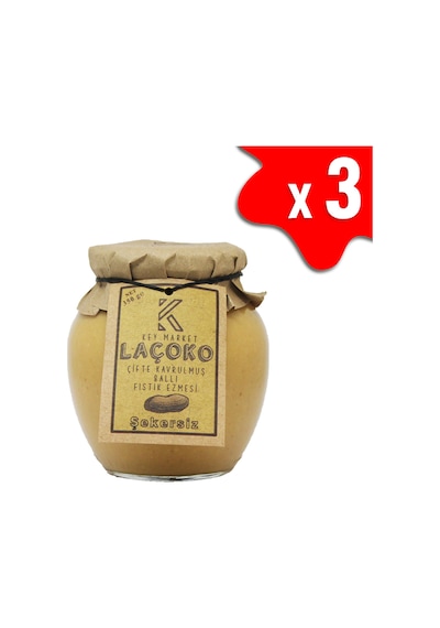 Laçoko Doğal Çifte Kavrulmuş Ballı Yer Fıstığı Ezmesi 3 x 350 G