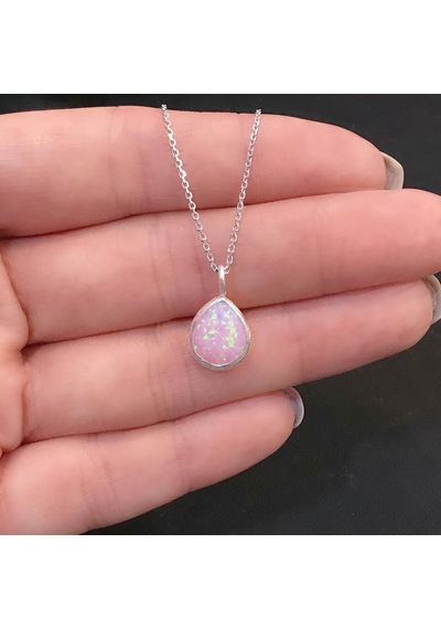 STELA OPAL TAŞLI DAMLA KOLYE (PEMBE)