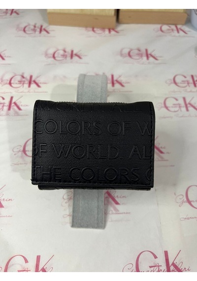 Gk Gamzelirenklerim Luxury Fashıon&accessorıes Kabartma Yazılı Cüzdan Mini- Çok Bölmeli Siyah