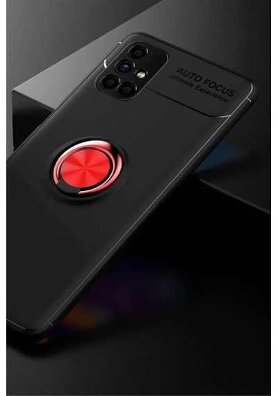 Samsung Galaxy Uyumlu,M51 Kılıf Range Yüzüklü Silikon - Siyah-kırmızı Diğer