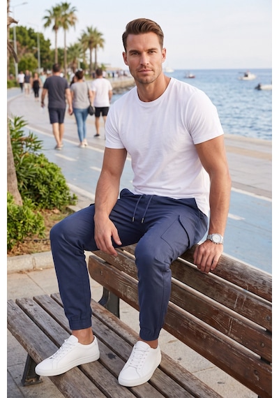 Rizzup Erkek Slim Fit Likralı Petrol Mavisi Kargo Jogger Pantolon İpli Bel Lastikli Paça 1601569 Rizzup Erkek Slim Fit Likralı Petrol Mavisi Kargo Jogger Pantolon İpli Bel Lastikli Paça 1601569