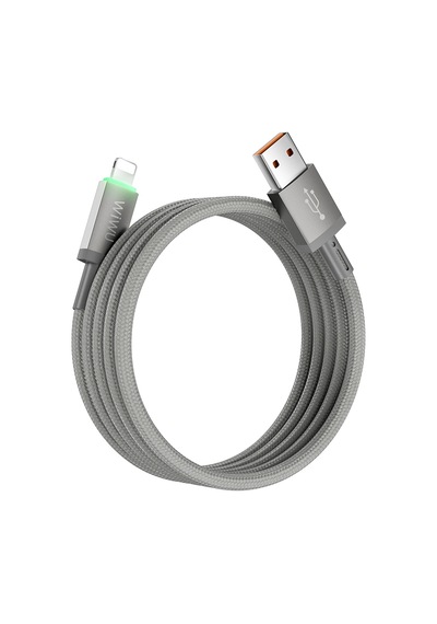 Wiwu Wi-c081 Maglink Serisi Işıklı Magnetik Usb-a To Lightning Işıklı Data Ve Şarj Kablosu 1m Gri