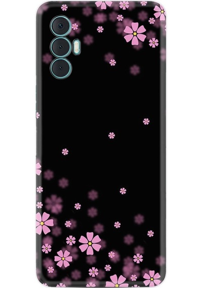 Tecno Spark 8 Pro Kılıf Resimli Silikon Black Flowers 1391