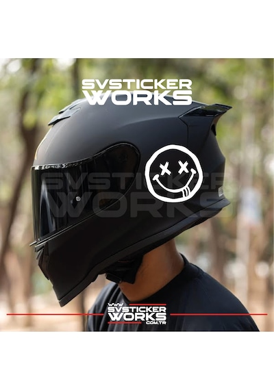 Smile Yazılı Kask Sticker Tüm Kasklar Uyumlu Tek Yön 1 Adet Beyaz