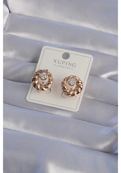 Xuping Rose Renk Oval Zirkon Taşlı Burgu Model Küpe Eb-53-vice/ 1395 3133 Çok Renkli
